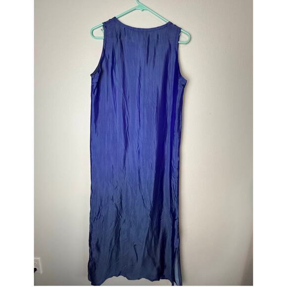 Endless Knot Art Silk Blend Maxi Sheath Dress, Blue, Sz Med - Picture 2 of 3